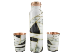 Pure Copper Water Bottle with Two Matching Tumblers
