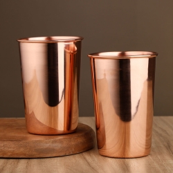Set of 2 Copper Tumblers 350 ml Unlined Lacquer Free for Health