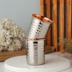 Set of 2 Outer Stainless Steel and Inner Pure Copper Tumbler For 