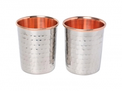 Set of 2 Outer Stainless Steel and Inner Pure Copper Tumbler For 