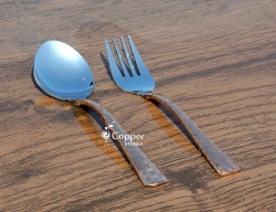 Set of Copper Plated Stainless Steel Spoon and Fork