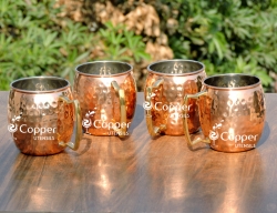 Set of Four Hand Hammered Copper Moscow Mule Mug