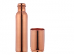 Set of One Copper Leak Proof Water Bottle and One Copper Tumbler