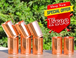 Set of Six Copper Glasses-Get 2 Glasses FREE with this Set