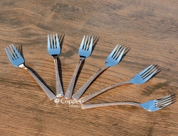 Set of Six Copper Plated Stainless Steel Forks