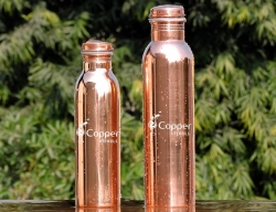 Set of Two Copper Water Bottles for Ayurvedic Benefits