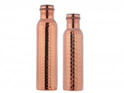 Set of Two Hammered Water Bottles for Carrying and Storing Drinki