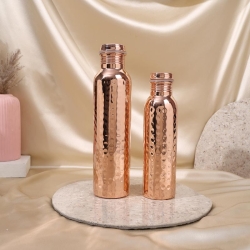 Set of Two Hammered Water Bottles for and Storing Drinking Water