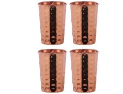  Set of Four Copper Hammered Tumblers