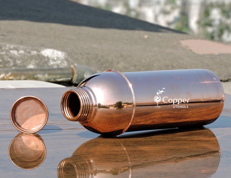 Pure Copper Water Bottle 600ml 900ml Anti-Bacterial Aqua Flask Health Benefit